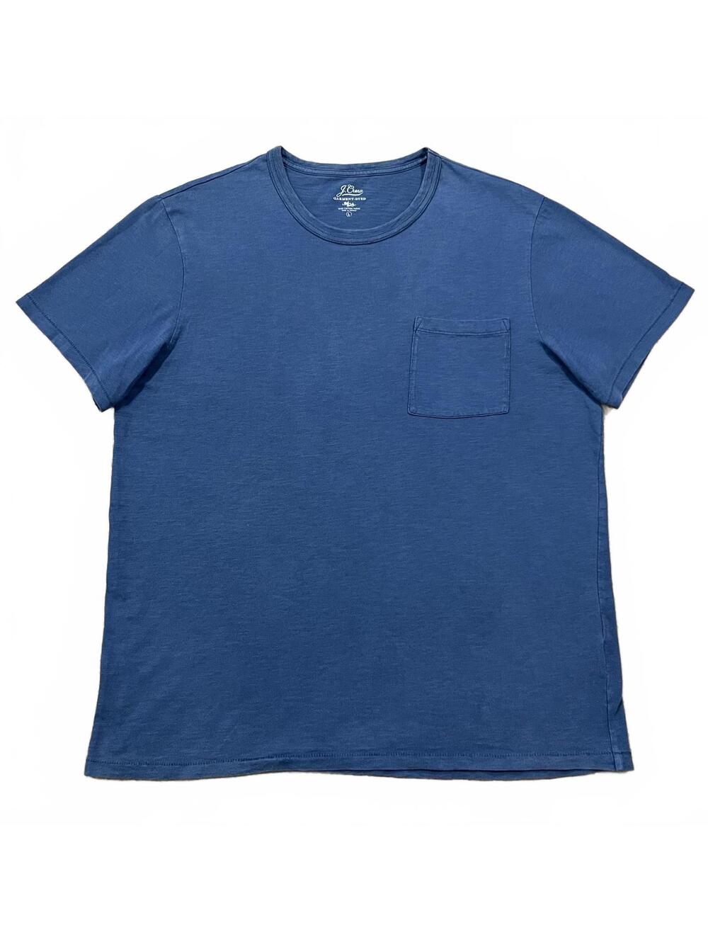 J.Crew Mens Garment Dyed T Shirt Pocket Blue Size Large
